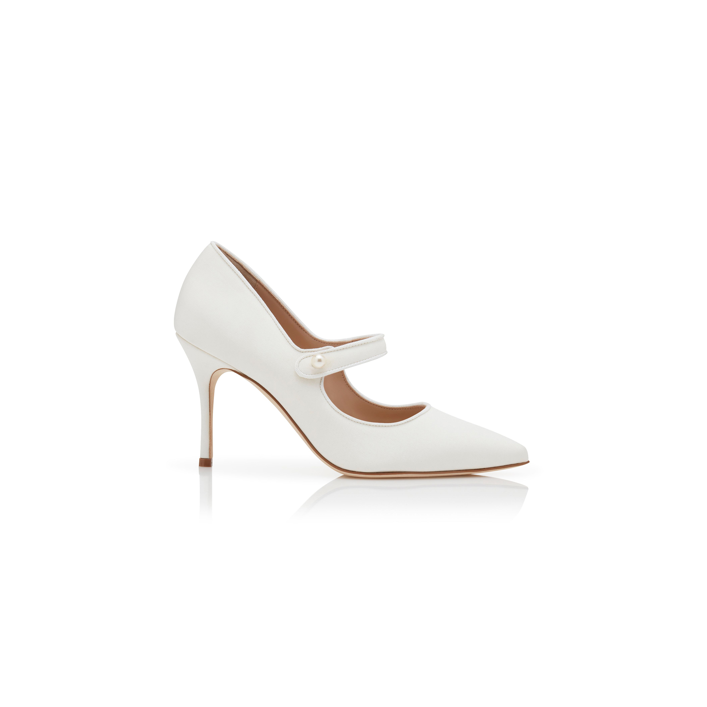 man010 B1ahn*k camparipearl white crepe de chine mary jane pumps 424-2023-0001